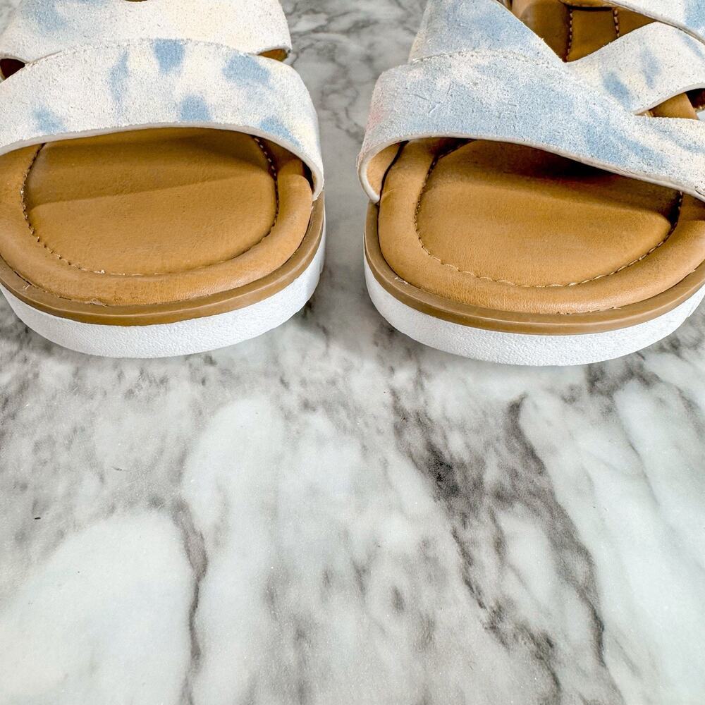 Sofft Mirabelle Sandal Womens SZ 7.5 Low Wedge Suede White Pastel Strappy Comfy - Picture 4 of 10